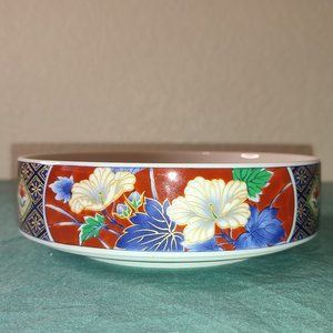 Lovely Japanese Bowl Asian Art Flat Flowers Serveware Sushi Cuisine vintage Old